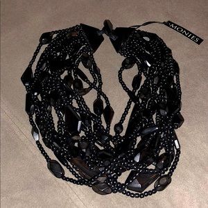 Monies Modernistic Multi Strand Black Necklace